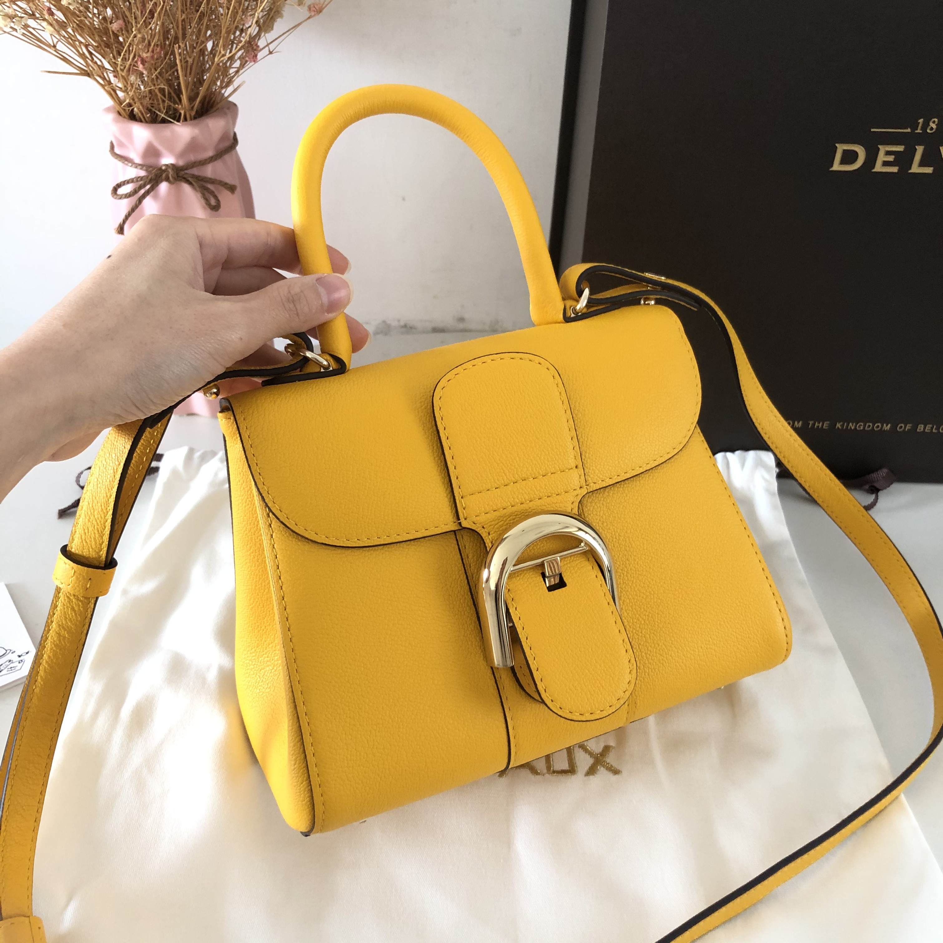 델보 브리앙 엘로우 미니 토트백